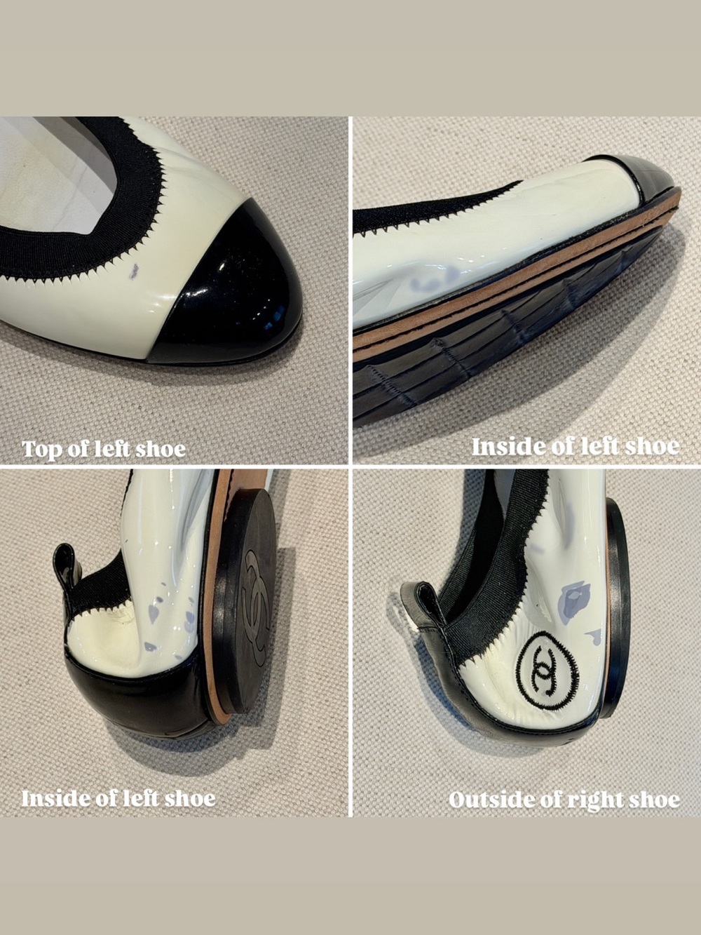 CHANEL Monochrome Patent Leather Elastic Cap Toe Ballet Flats, EU 42 - Picture 11 of 11